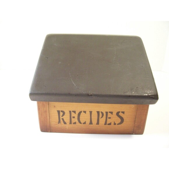 Vintage Recipe Card File Box 70s Hinged Lid Country Farmhouse - Picture 1 of 5